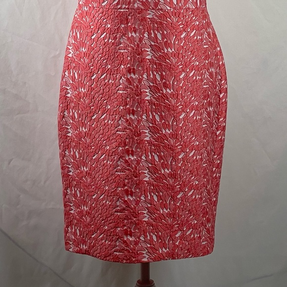 Ann Taylor Orange White Raised Floral Dress Size 6 - Picture 4 of 14
